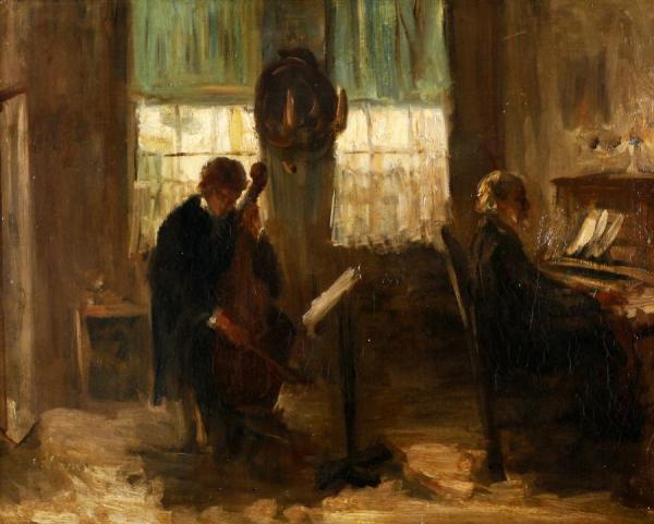 Jozef Israels Interior With Two Musicians