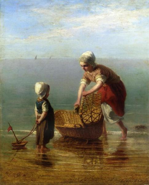 Mother And Child By The Sea by Jozef Israels Oil Painting Reproductions