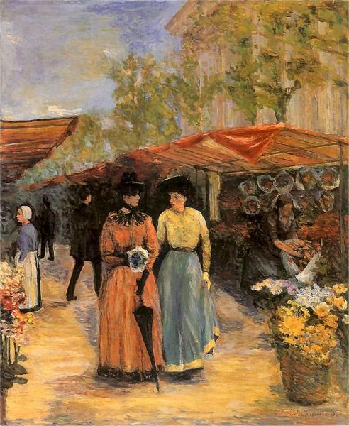 Flower Market At The Church Of St. Madeleine In Paris by Jozef Pankiewicz Oil Painting Reproductions