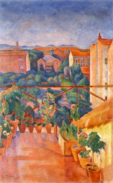 Terrace In Madrid by Jozef Pankiewicz