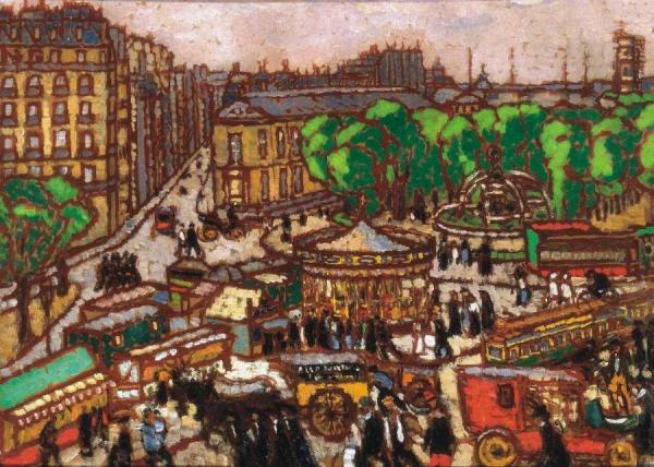 Busy City Scene by József Rippl-rónai Oil Painting Reproductions