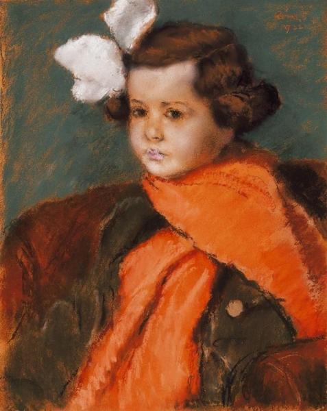 Little Girl With Red Scarf by József Rippl-rónai Oil Painting Reproductions