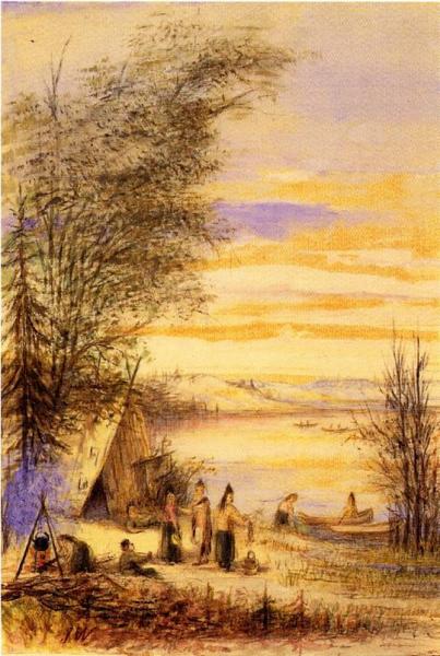 Indian Encampment By The Lake by Juan Buckingham Wandesforde