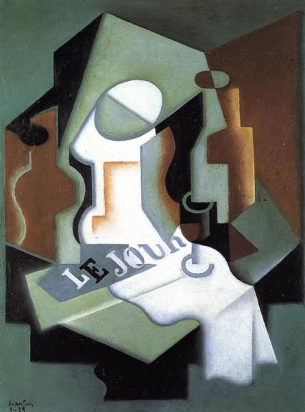 Bottle And Fruit Dish by Juan Gris