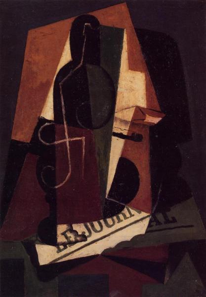 Bottle And Glass by Juan Gris