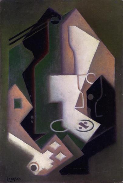 Bottle, Pipe And Playing Cards by Juan Gris