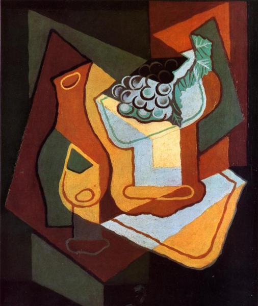 Bottle, Wine Glass And Fruit Bowl by Juan Gris