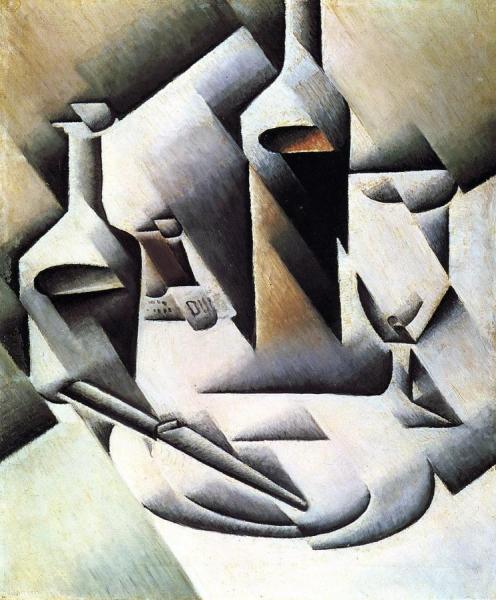Bottles And Knife by Juan Gris