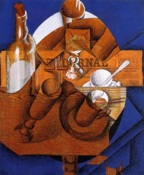 Glass, Cup And Bottle by Juan Gris