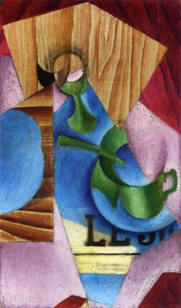 Glass, Cup And Newspaper by Juan Gris