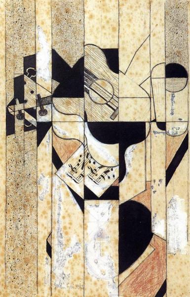 Guitar And Glass by Juan Gris