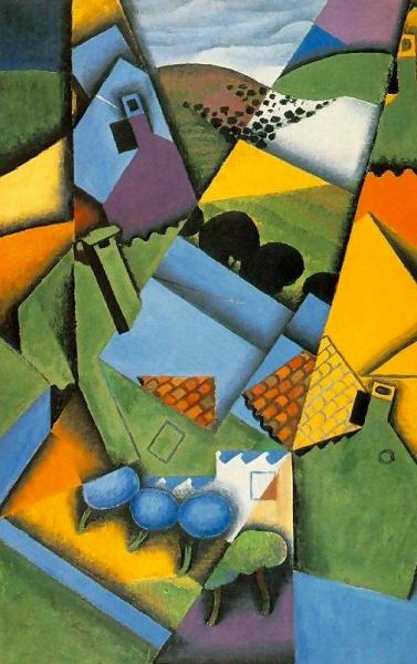 Landscape And Houses At Ceret by Juan Gris