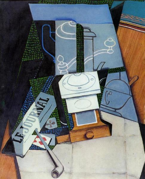 Newspaper With Coffee Mill by Juan Gris