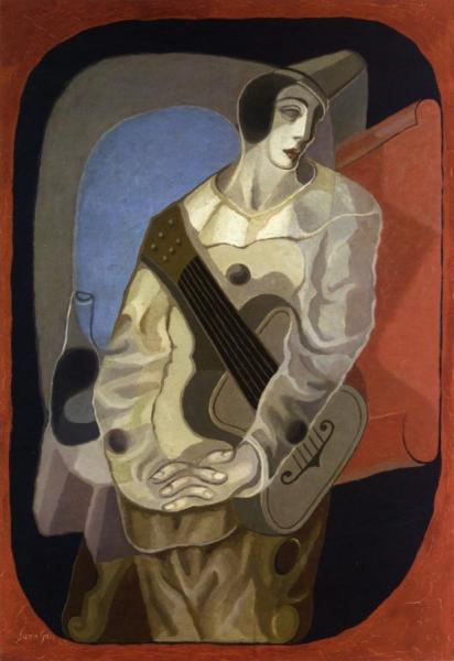 Pierrot With Guitar by Juan Gris