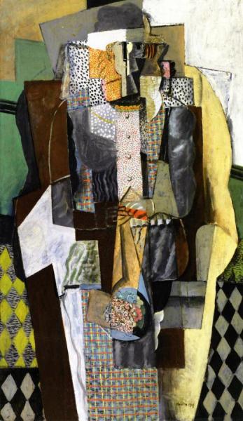 Seated Girl With Bouquet Of Flowers by Juan Gris