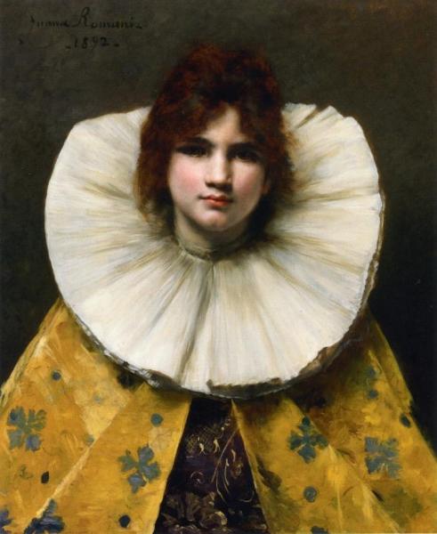 Young Girl With A Ruffled Collar by Juana Romani Oil Painting Reproductions