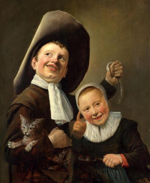 A Boy And A Girl With A Cat And An Eel by Judith Leyster