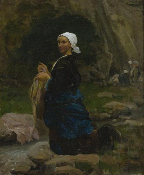 A Breton Laundress by Jules-adolphe Breton