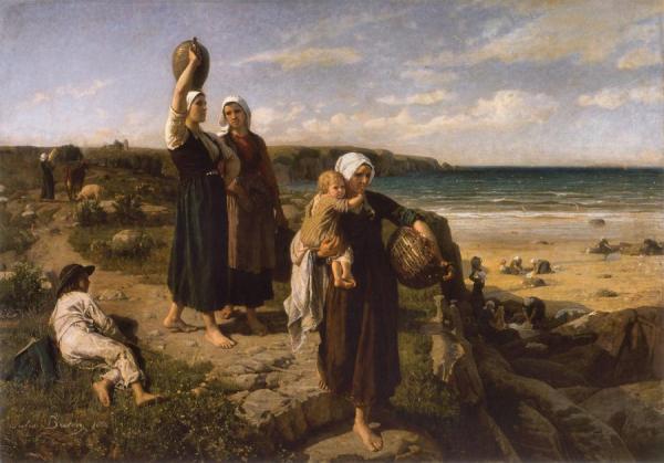 Jules-adolphe Breton A Spring By The Sea