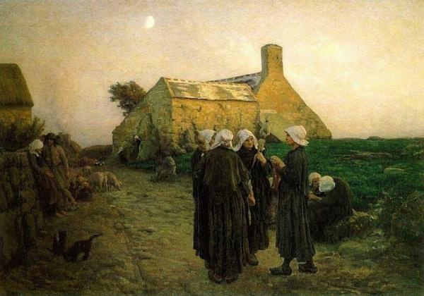 Jules-adolphe Breton Evening In The Hamlet Of Finistere