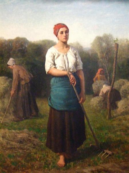 Girl With A Rake by Jules-adolphe Breton