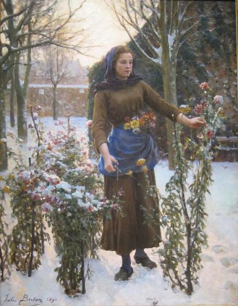 Last Flowers by Jules-adolphe Breton