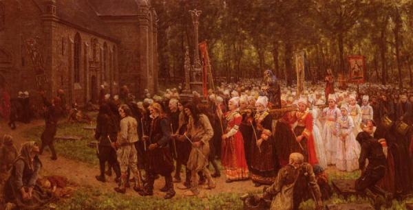 Le Pardon De Kergoat by Jules-adolphe Breton