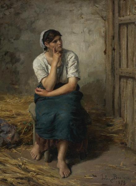 Paysanne Au Repos by Jules-adolphe Breton Oil Painting Reproductions