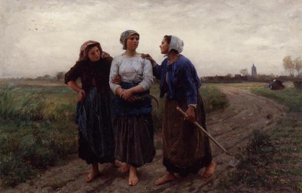 Setting Out For The Fields by Jules-adolphe Breton