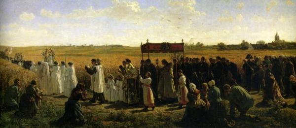 The Blessing Of The Wheat In The Artois by Jules-adolphe Breton