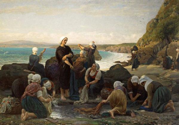 The Washerwomen Of The Breton Coast by Jules-adolphe Breton