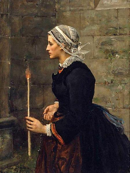 Jules-adolphe Breton Woman With A Taper
