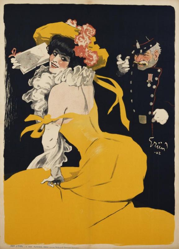 Poster Of A Woman In A Yellow Dress, 1902 by Jules-alexandre Grun