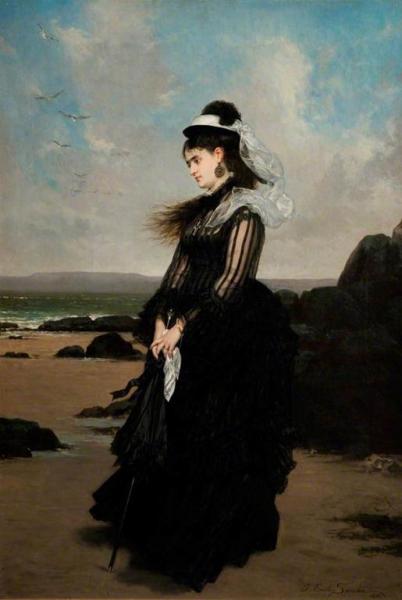 Woman In Black, 1873 by Jules Emile Saintin