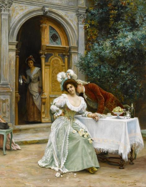 A Garden Flirtation by Jules Girardet