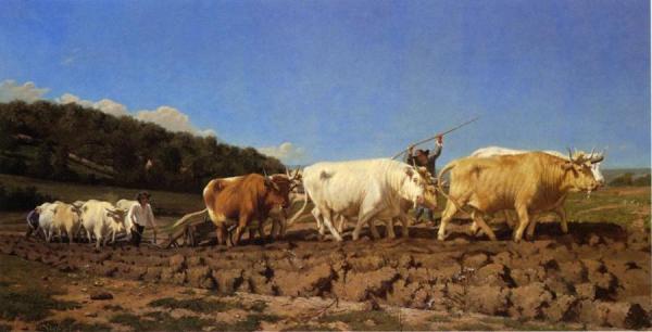 Ploughing In The Nivernais by Jules Jacques Veyrassat
