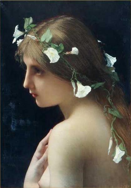 Nymph With Morning Glory Flowers by Jules Joseph Lefebvre