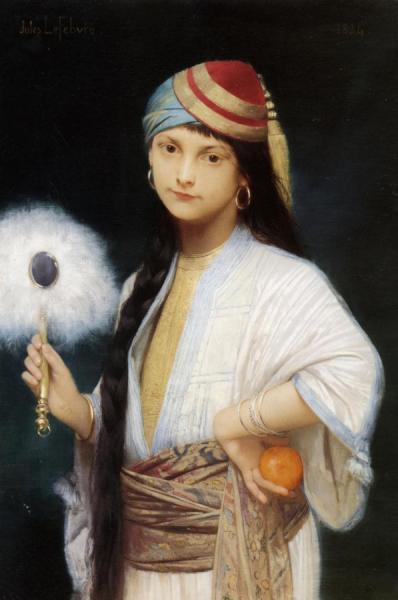 The Feathered Fan by Jules Joseph Lefebvre Oil Painting Reproductions
