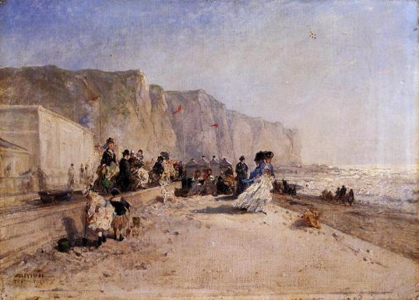 The Beach At Treport by Jules Noel