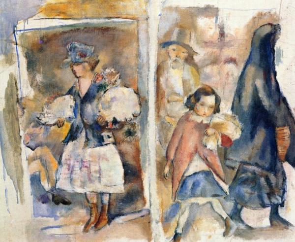 Bouquets And Groceries by Jules Pascin