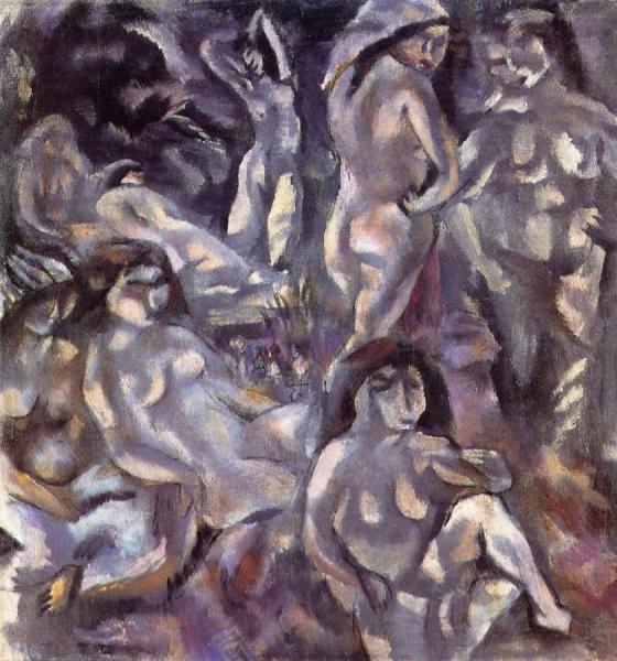 Eight Woman Around A Landscape by Jules Pascin