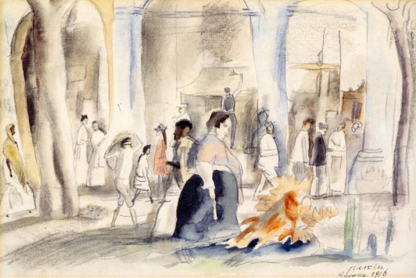 Figures In Landscape, Havana by Jules Pascin