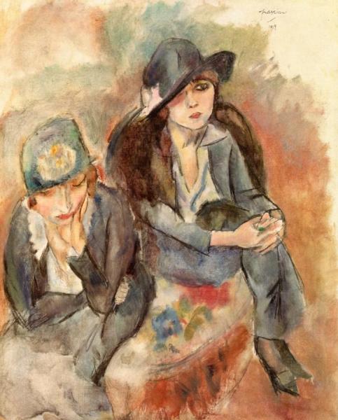 Hermine David And Friend by Jules Pascin