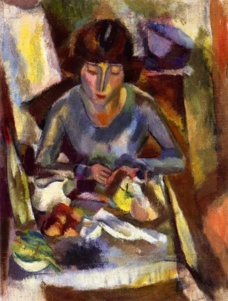 Hermine David At The Table by Jules Pascin