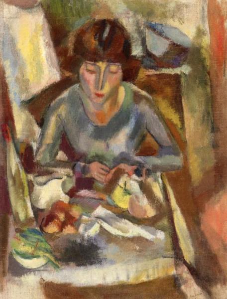 Hermine David At The Table by Jules Pascin