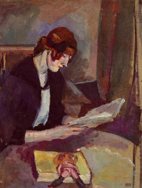 Hermine David Reading by Jules Pascin