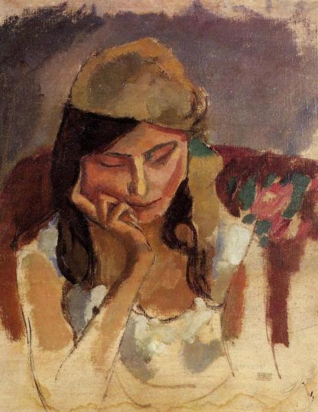 Lady Wearing A Turban by Jules Pascin