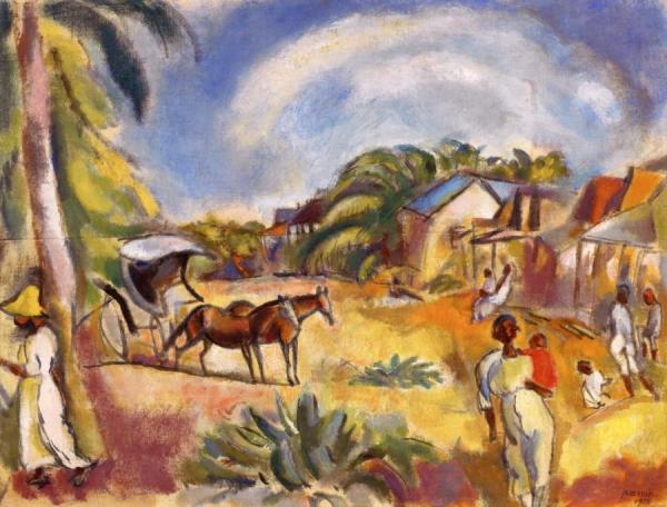 Landscape With Figures And Carriage by Jules Pascin