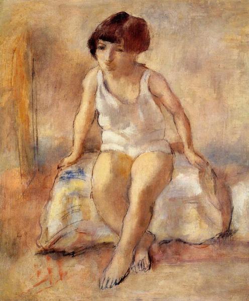 Little Girl In A White Shirt by Jules Pascin