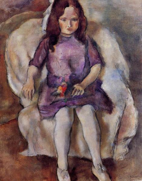 Little Girl With A Bouquet by Jules Pascin